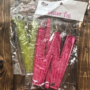 B Jaxx 2 for 1 Pink Green Leopard Letter Tags